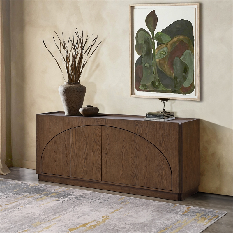 Meridian Furniture Everson Brown Oak Veneer And Solid Wood Sideboard/Buffet