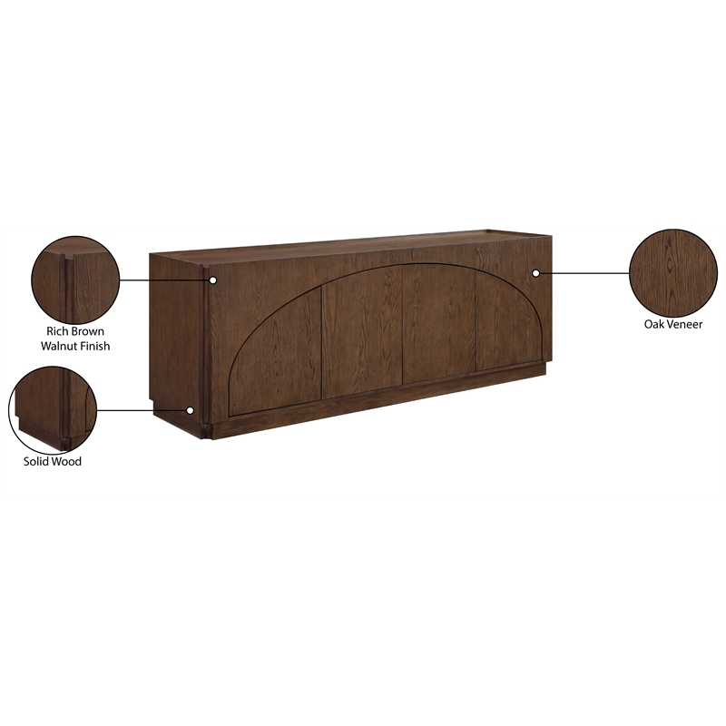Meridian Furniture Everson Brown Oak Veneer And Solid Wood Sideboard/Buffet
