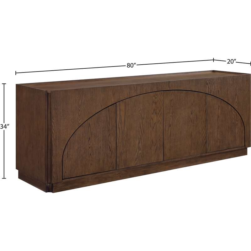 Meridian Furniture Everson Brown Oak Veneer And Solid Wood Sideboard/Buffet