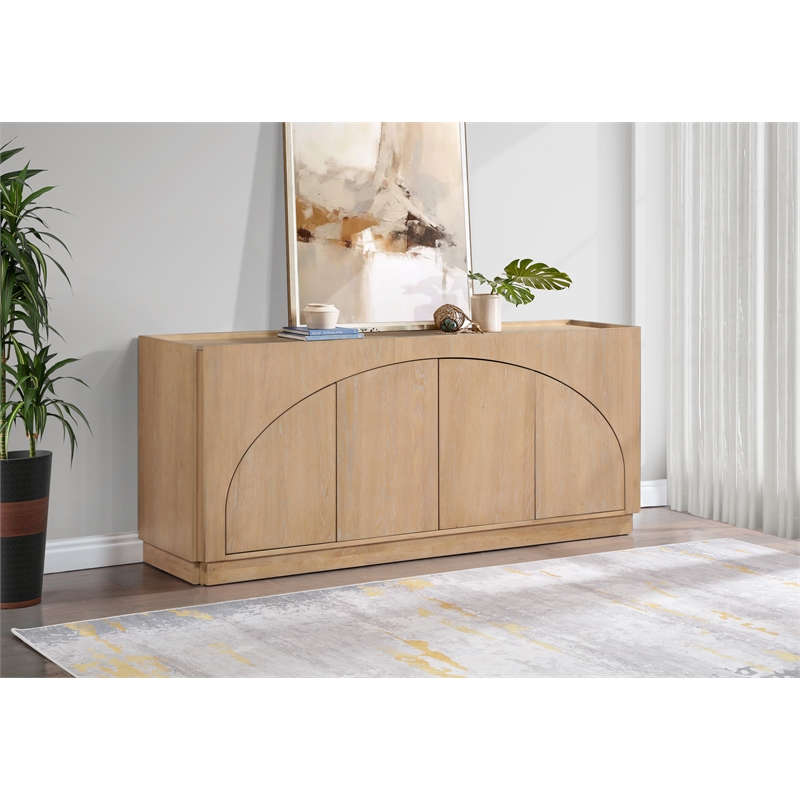 Meridian Furniture Everson Natural Oak Veneer And Solid Wood Sideboard/Buffet