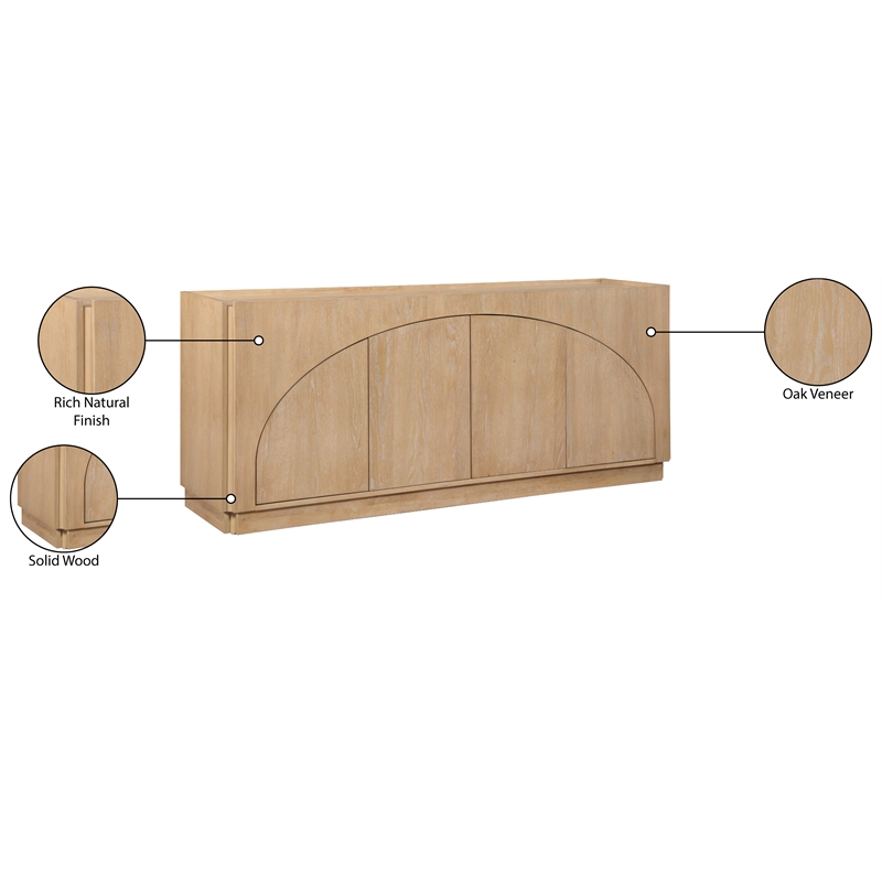 Meridian Furniture Everson Natural Oak Veneer And Solid Wood Sideboard/Buffet