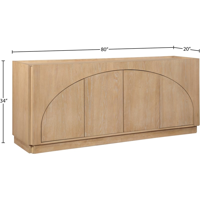 Meridian Furniture Everson Natural Oak Veneer And Solid Wood Sideboard/Buffet