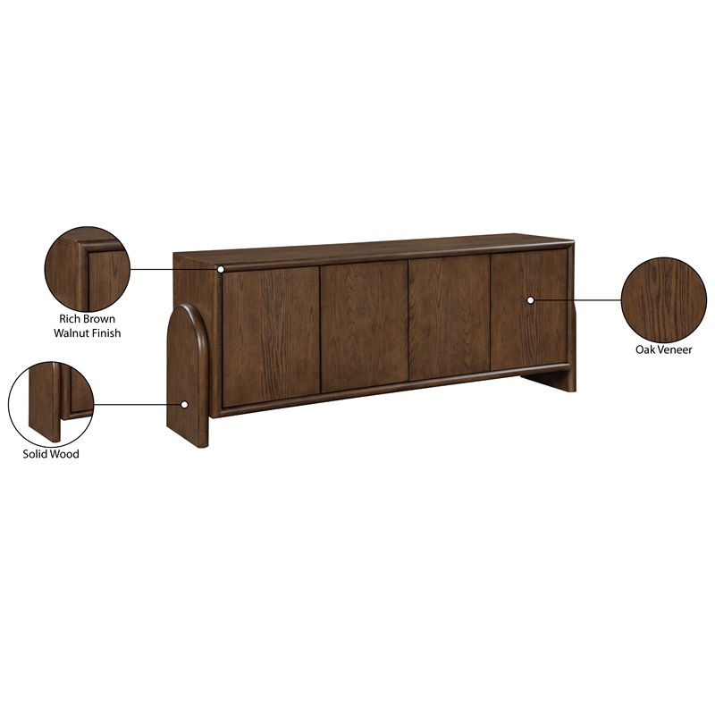 Meridian Furniture Elanor Brown Oak Veneer And Solid Wood Sideboard/Buffet