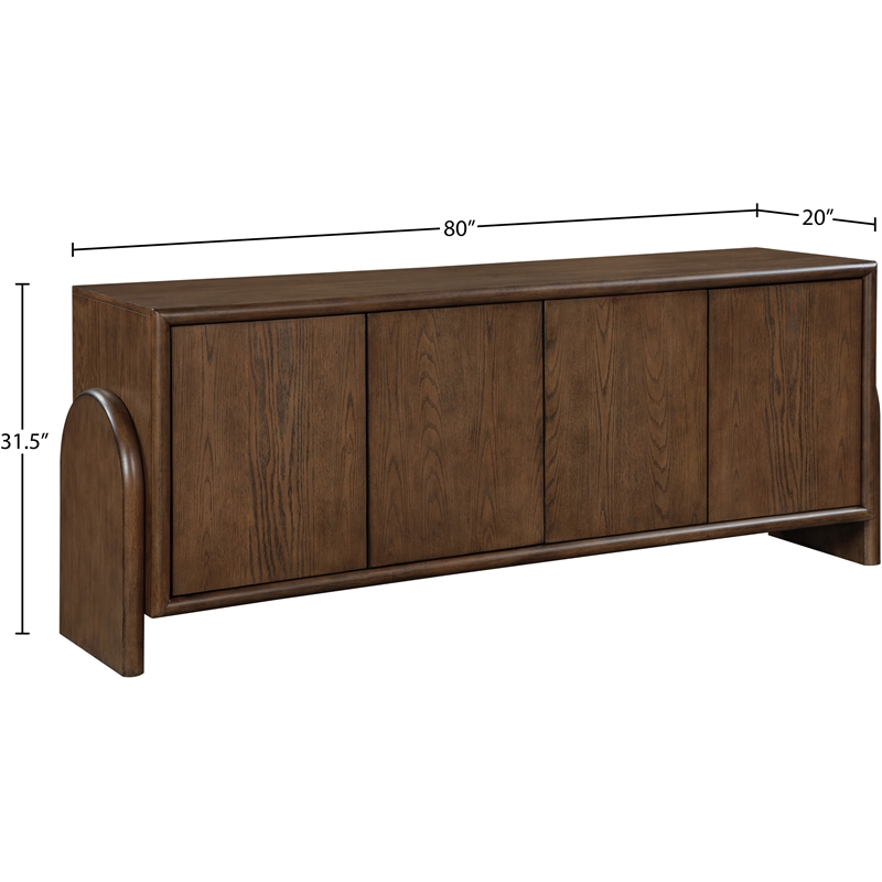Meridian Furniture Elanor Brown Oak Veneer And Solid Wood Sideboard/Buffet