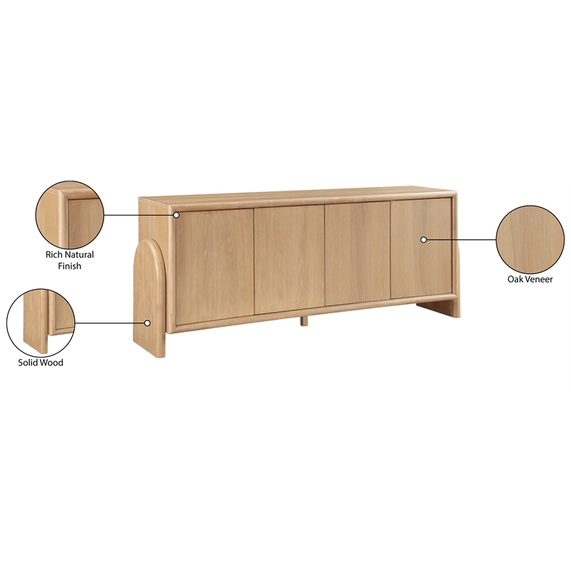 Meridian Furniture Elanor Natural Oak Veneer And Solid Wood Sideboard/Buffet