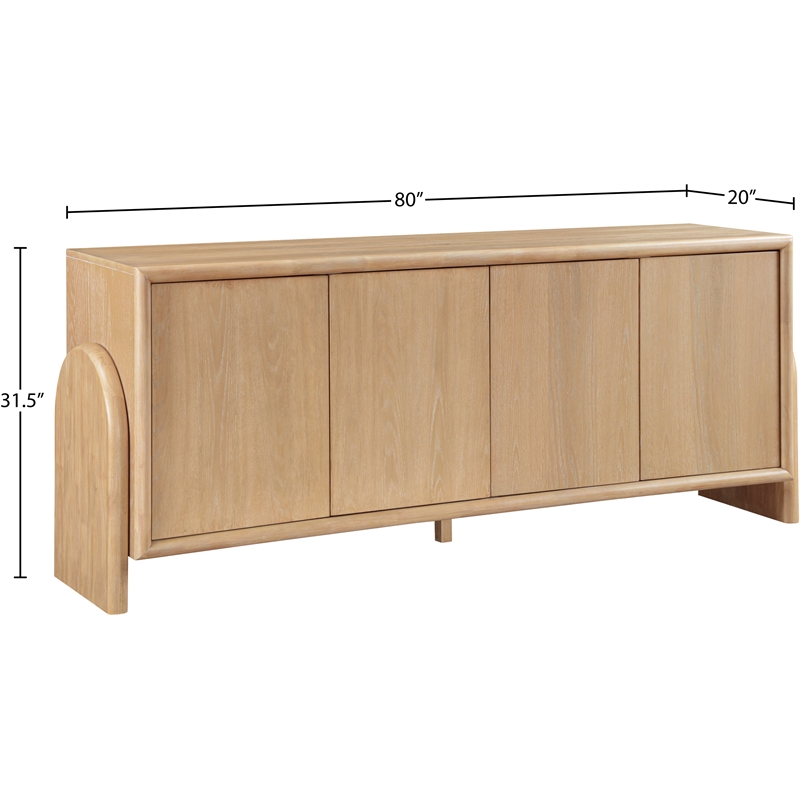 Meridian Furniture Elanor Natural Oak Veneer And Solid Wood Sideboard/Buffet