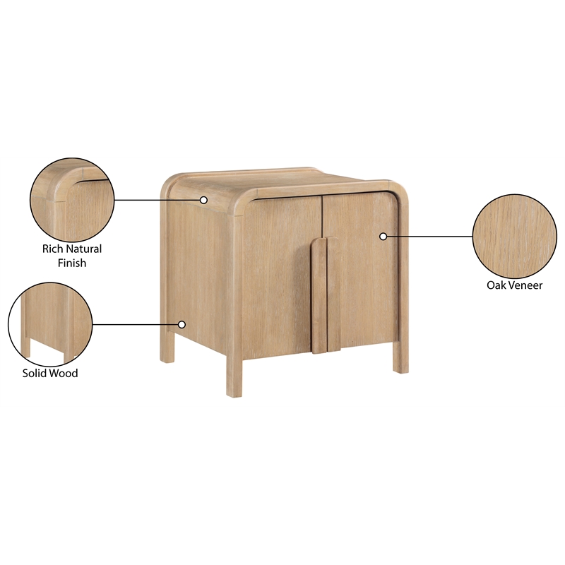 Meridian Furniture Harmony Natural Oak Veneer And Solid Wood Night Stand