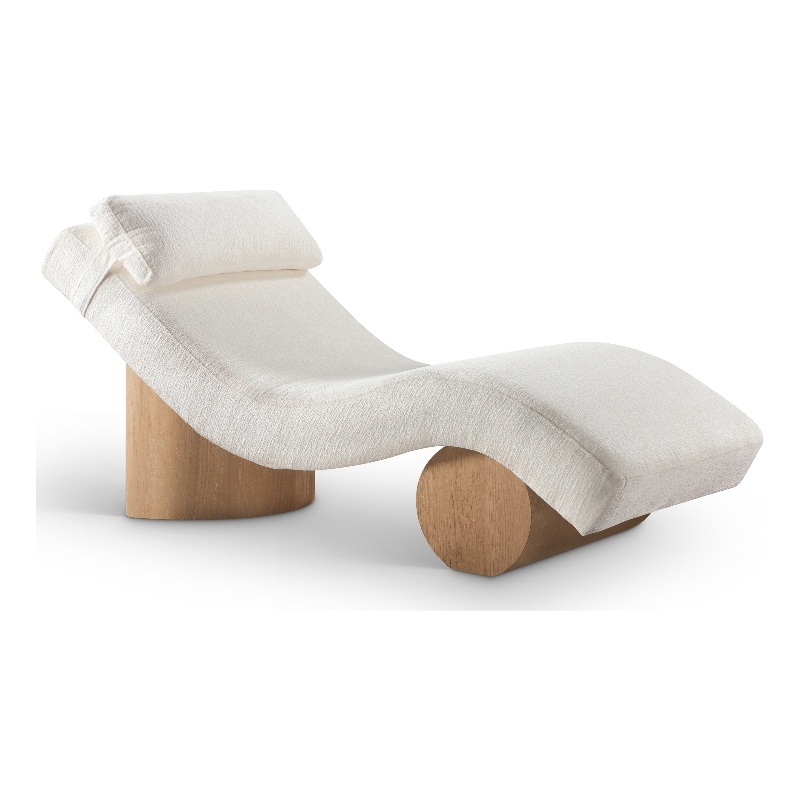 Meridian Furniture Marcella Cream Polyester Chaise Lounge