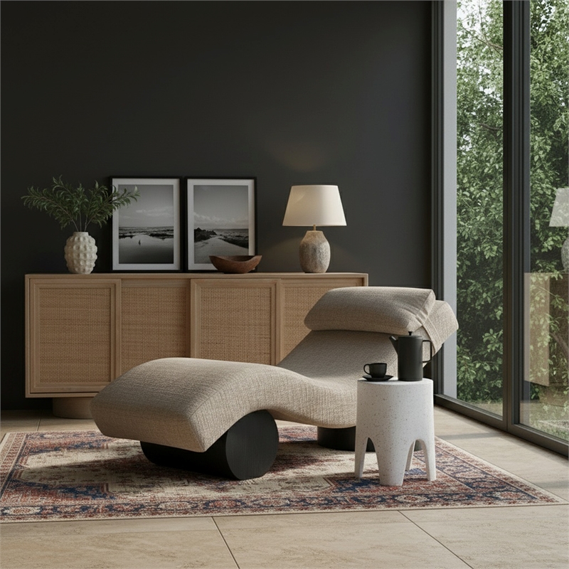 Meridian Furniture Marcella Grey Polyester Chaise Lounge