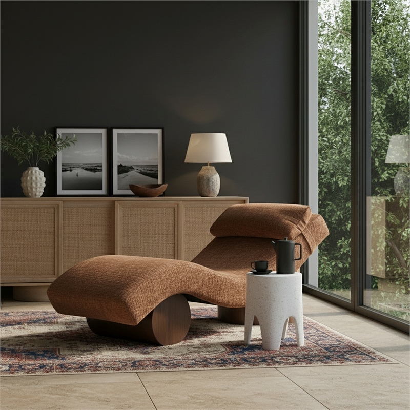 Meridian Furniture Marcella Cognac Polyester Chaise Lounge