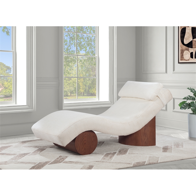Meridian Furniture Marcella Cream Polyester Chaise Lounge