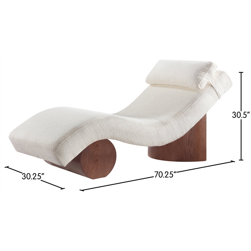 Meridian Furniture Marcella Cream Polyester Chaise Lounge