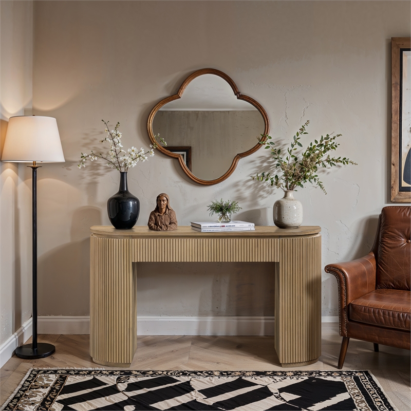 Meridian Furniture Astrid Natural Rubberwood Oak Veneer Console Table