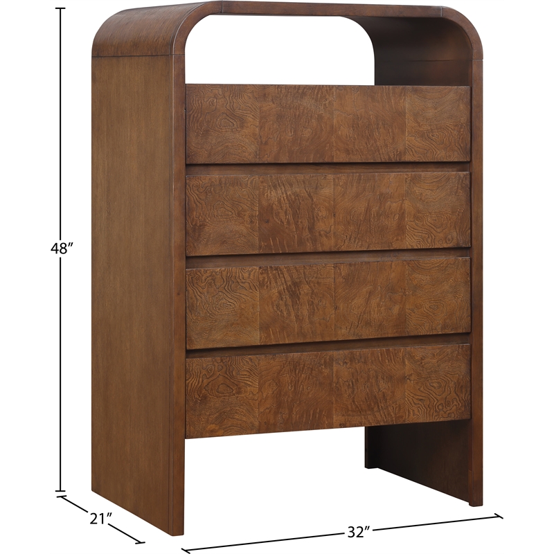 Meridian Furniture Giada Brown Oak And Ash Burl Veneer Chest