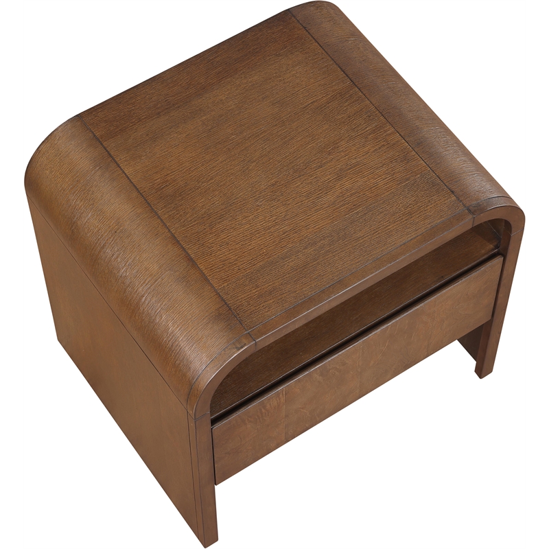 Meridian Furniture Giada Brown Oak And Ash Burl Veneer Night Stand