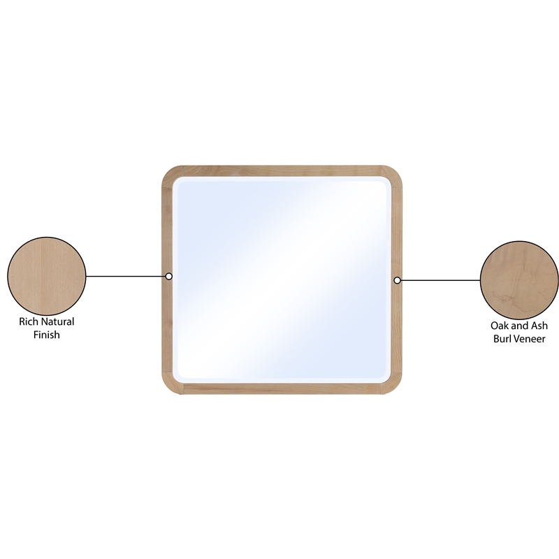 Meridian Furniture Giada Natural Oak And Ash Burl Veneer Mirror