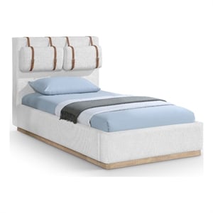Meridian Furniture Bennet Cream Linen Textured Fabric Twin Bed