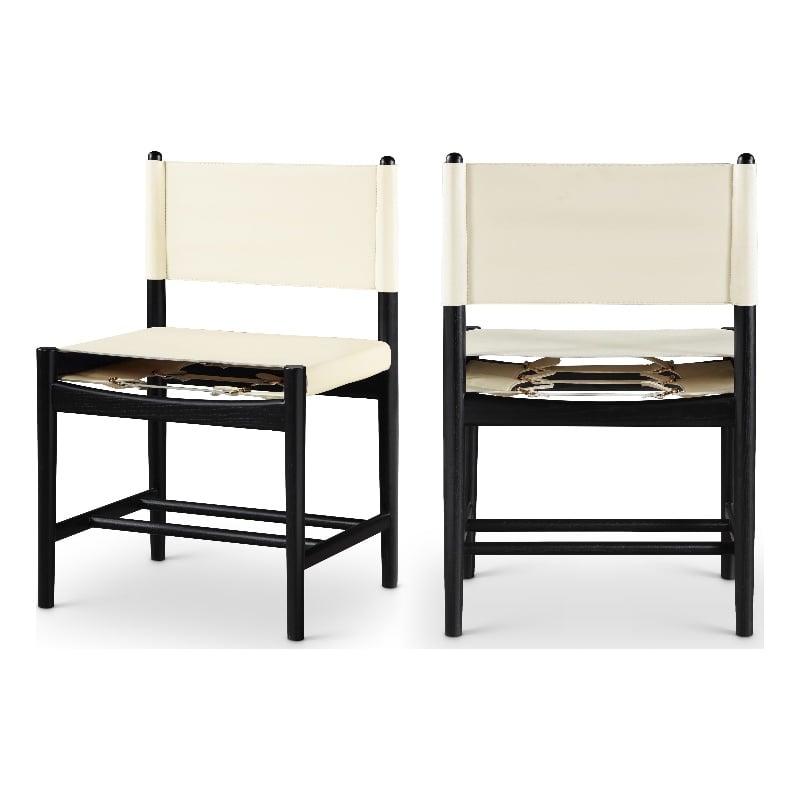 Meridian Furniture Rawlins Cream Vegan Leather Dining Chair (Set of 2)