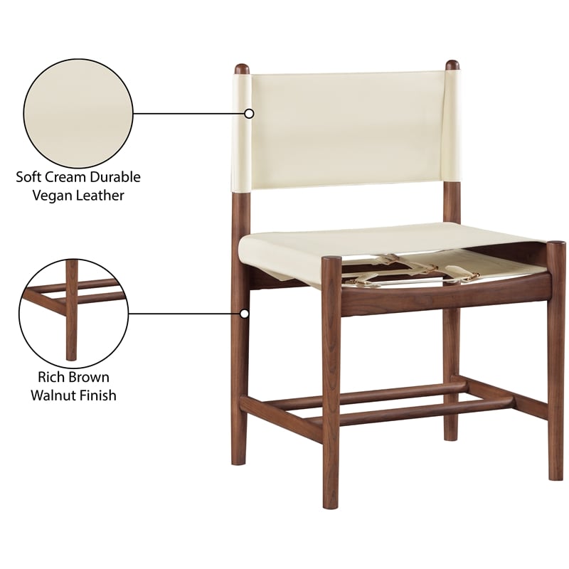 Meridian Furniture Rawlins Cream Vegan Leather Dining Chair (Set of 2)