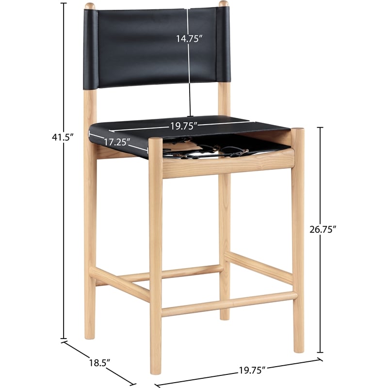 Meridian Furniture Rawlins Black Vegan Leather Upholstered Counter Stool