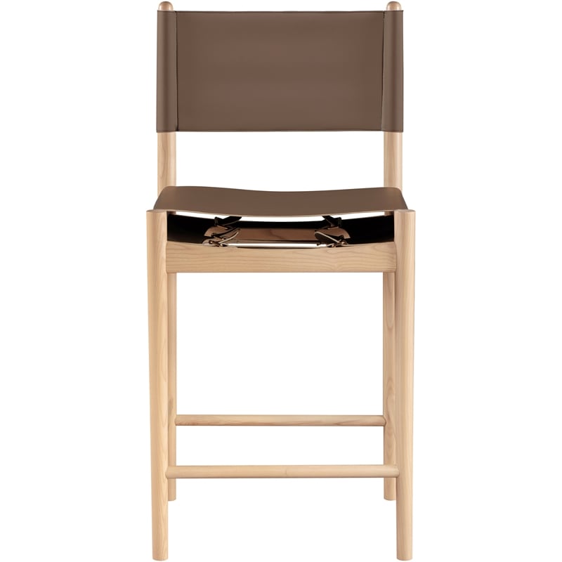 Meridian Furniture Rawlins Brown Vegan Leather Upholstered Counter Stool
