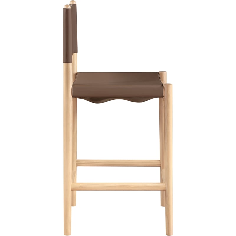 Meridian Furniture Rawlins Brown Vegan Leather Upholstered Counter Stool