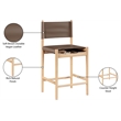 Meridian Furniture Rawlins Brown Vegan Leather Upholstered Counter Stool