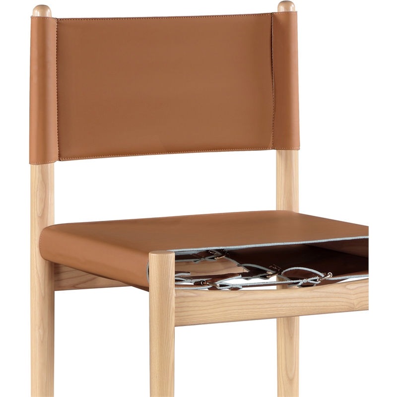 Meridian Furniture Rawlins Cognac Vegan Leather Upholstered Counter Stool