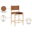 Meridian Furniture Rawlins Cognac Vegan Leather Upholstered Counter Stool