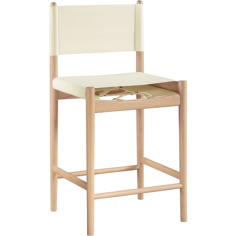 Meridian Furniture Rawlins Cream Vegan Leather Upholstered Counter Stool