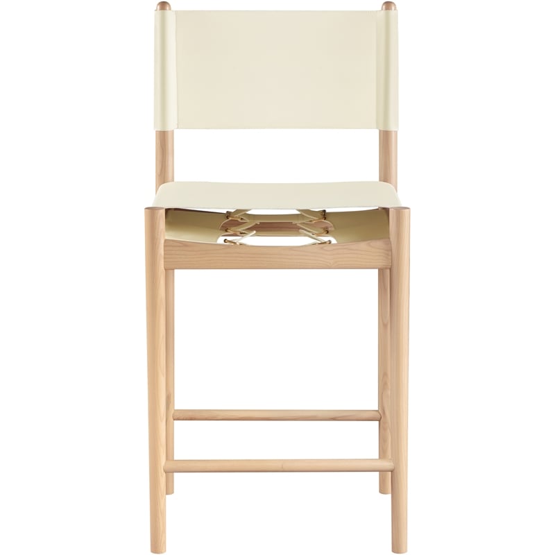 Meridian Furniture Rawlins Cream Vegan Leather Upholstered Counter Stool