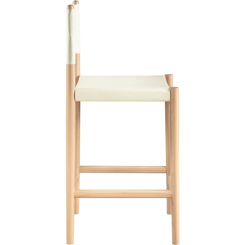 Meridian Furniture Rawlins Cream Vegan Leather Upholstered Counter Stool