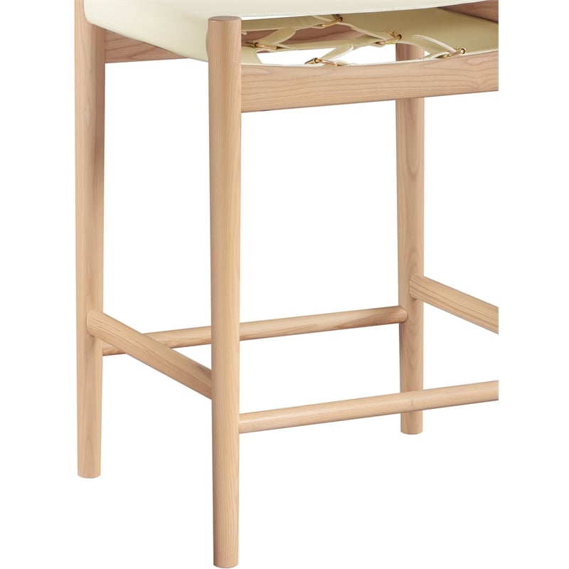 Meridian Furniture Rawlins Cream Vegan Leather Upholstered Counter Stool