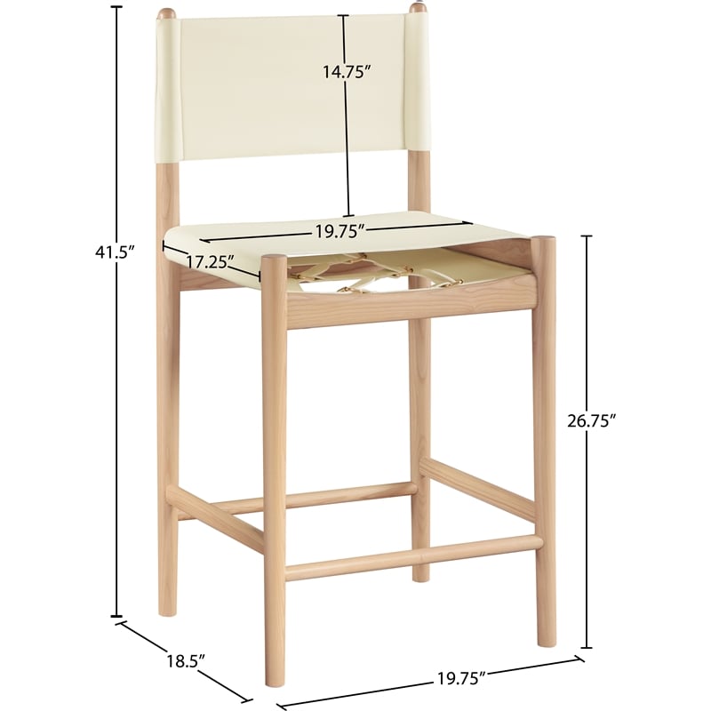 Meridian Furniture Rawlins Cream Vegan Leather Upholstered Counter Stool