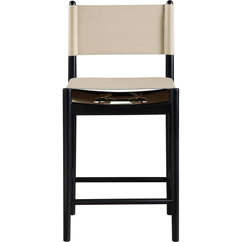 Meridian Furniture Rawlins Beige Vegan Leather Upholstered Counter Stool