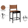 Meridian Furniture Rawlins Cognac Vegan Leather Upholstered Counter Stool