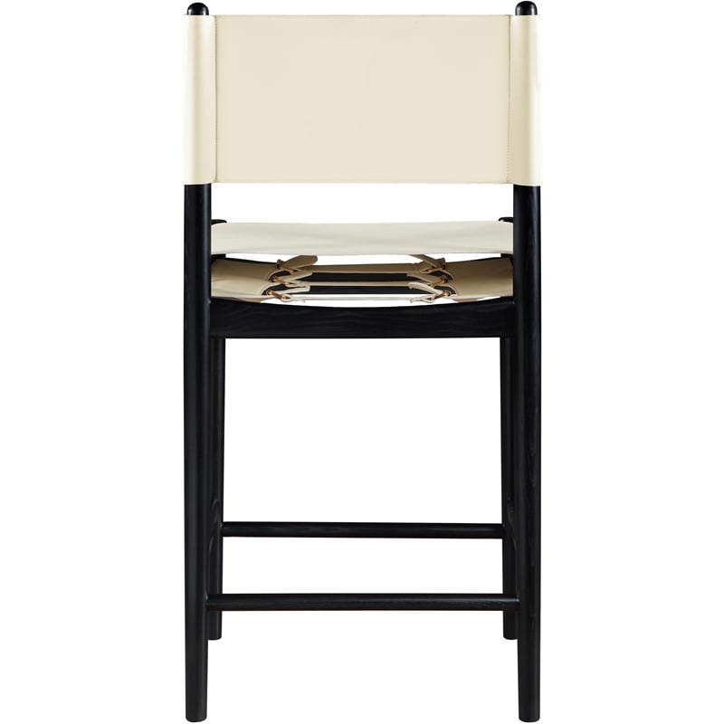 Meridian Furniture Rawlins Cream Vegan Leather Upholstered Counter Stool