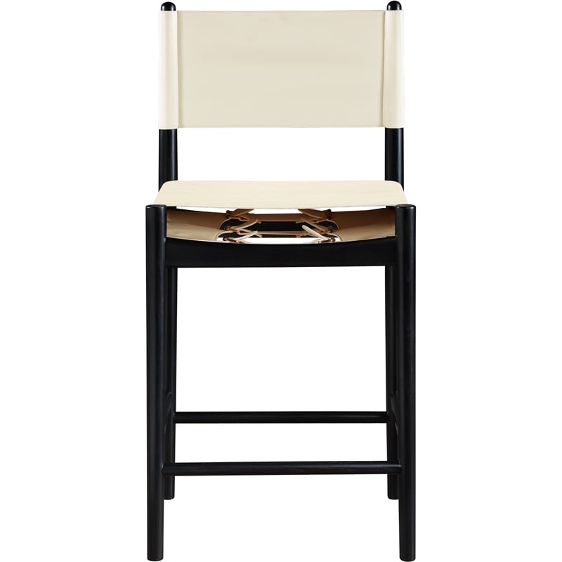 Meridian Furniture Rawlins Cream Vegan Leather Upholstered Counter Stool