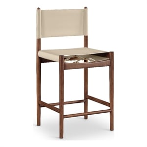 Meridian Furniture Rawlins Beige Vegan Leather Upholstered Counter Stool