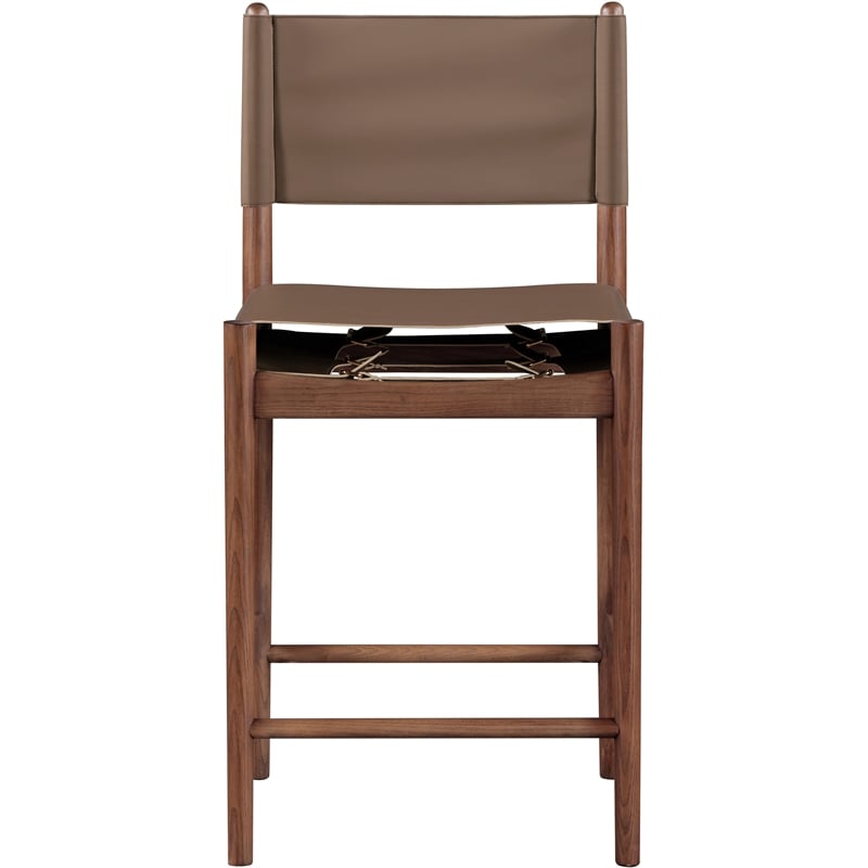 Meridian Furniture Rawlins Brown Vegan Leather Upholstered Counter Stool