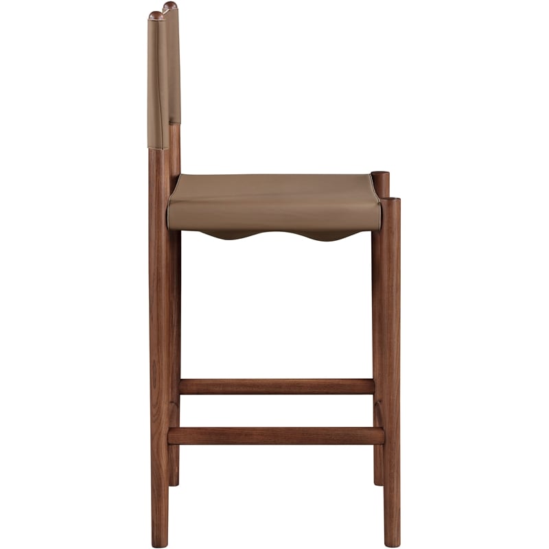 Meridian Furniture Rawlins Brown Vegan Leather Upholstered Counter Stool