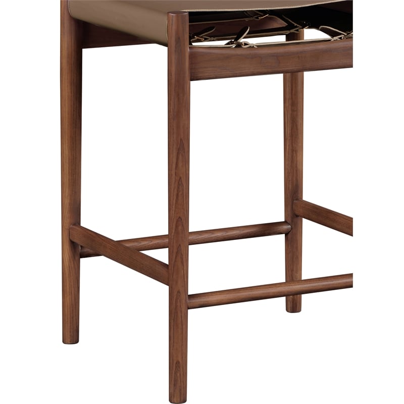 Meridian Furniture Rawlins Brown Vegan Leather Upholstered Counter Stool