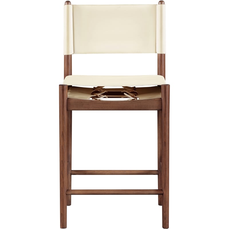 Meridian Furniture Rawlins Cream Vegan Leather Upholstered Counter Stool