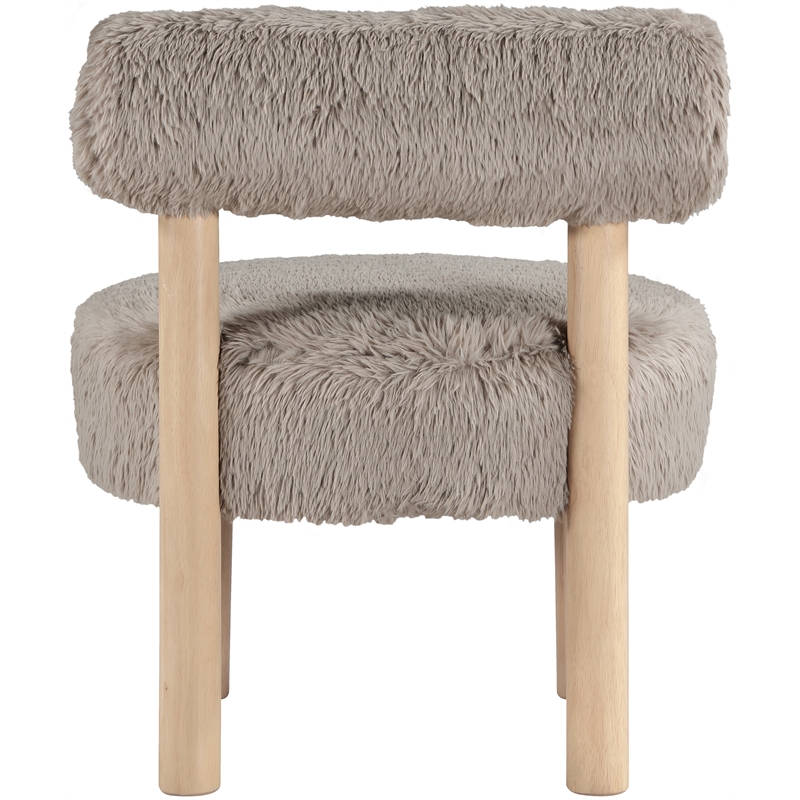 Meridian Furniture Ambre Beige Vegan Shearling Fabric Upholstered Accent Chair