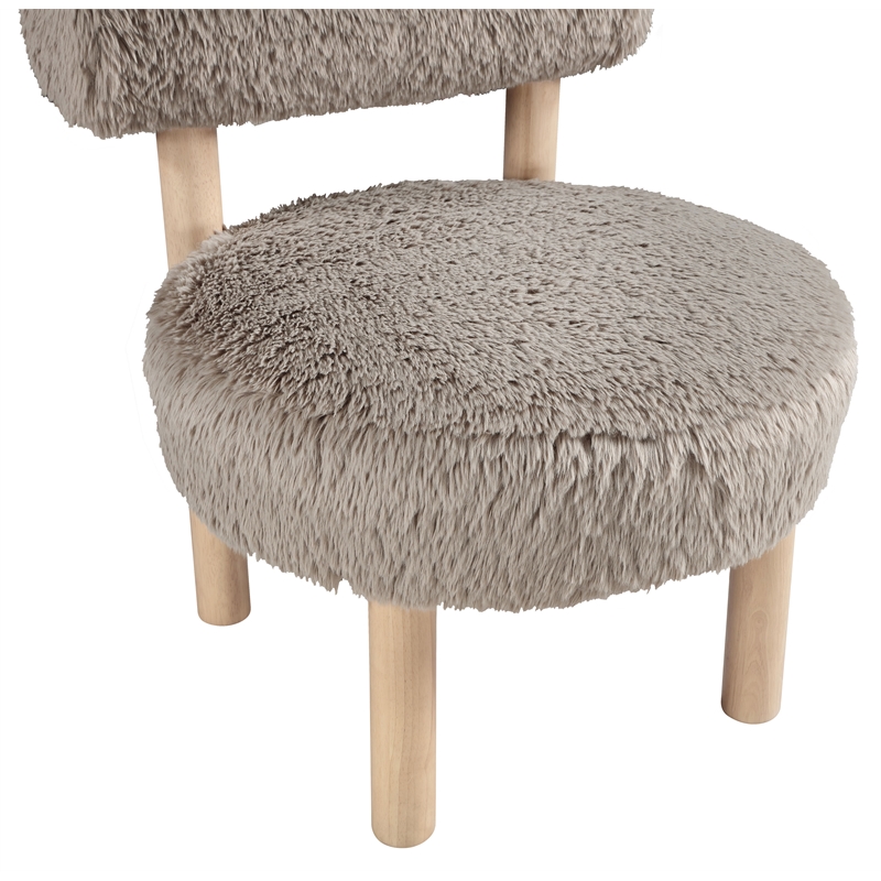 Meridian Furniture Ambre Beige Vegan Shearling Fabric Upholstered Accent Chair