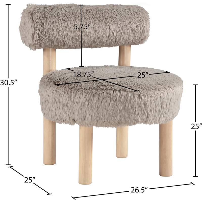 Meridian Furniture Ambre Beige Vegan Shearling Fabric Upholstered Accent Chair