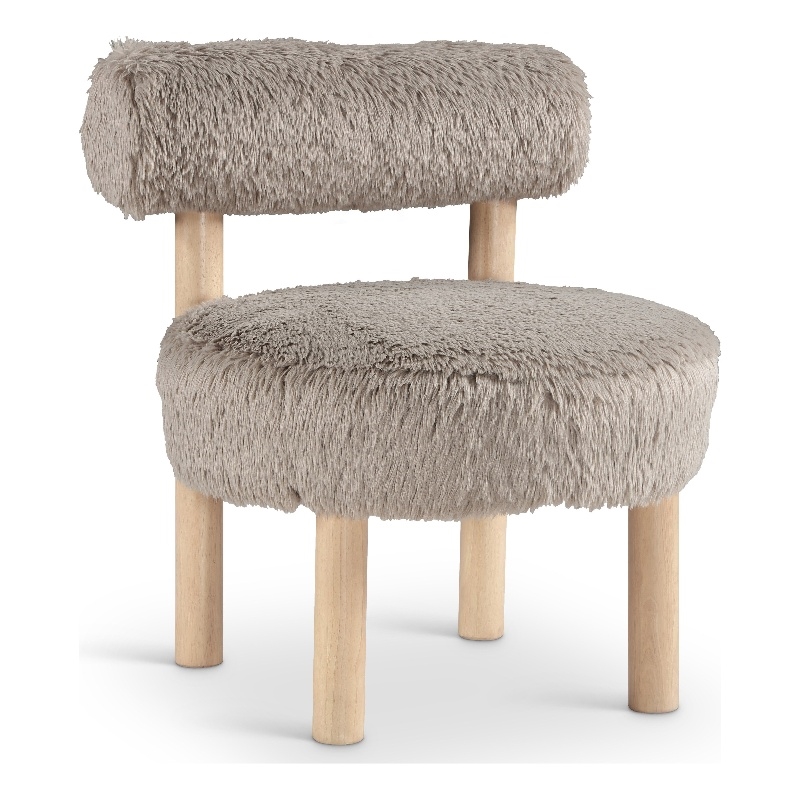 Meridian Furniture Ambre Beige Vegan Shearling Fabric Upholstered Accent Chair