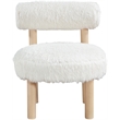 Meridian Furniture Ambre Cream Vegan Shearling Fabric Upholstered Accent Chair
