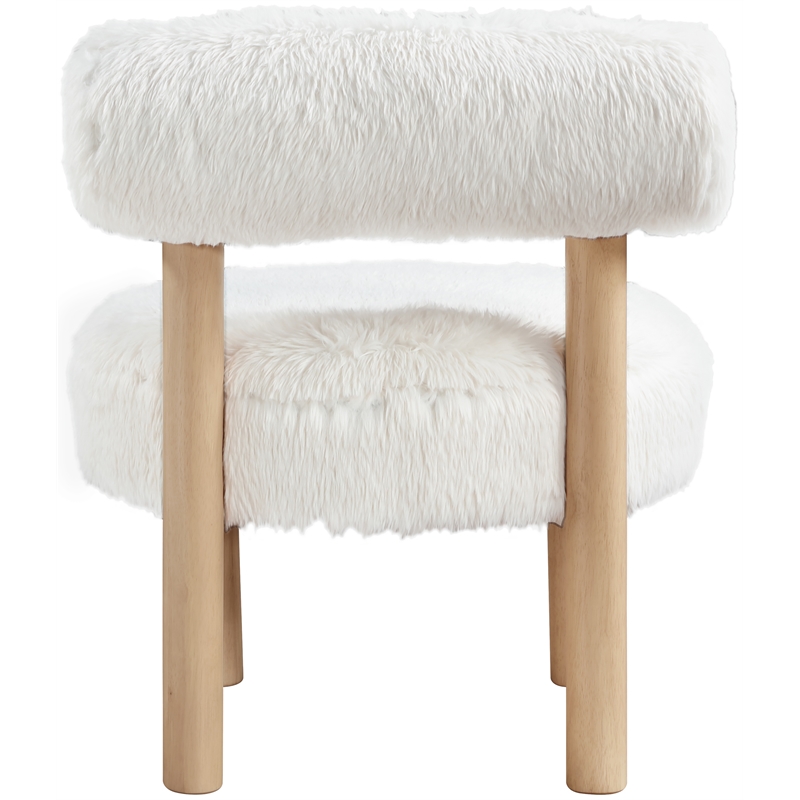 Meridian Furniture Ambre Cream Vegan Shearling Fabric Upholstered Accent Chair