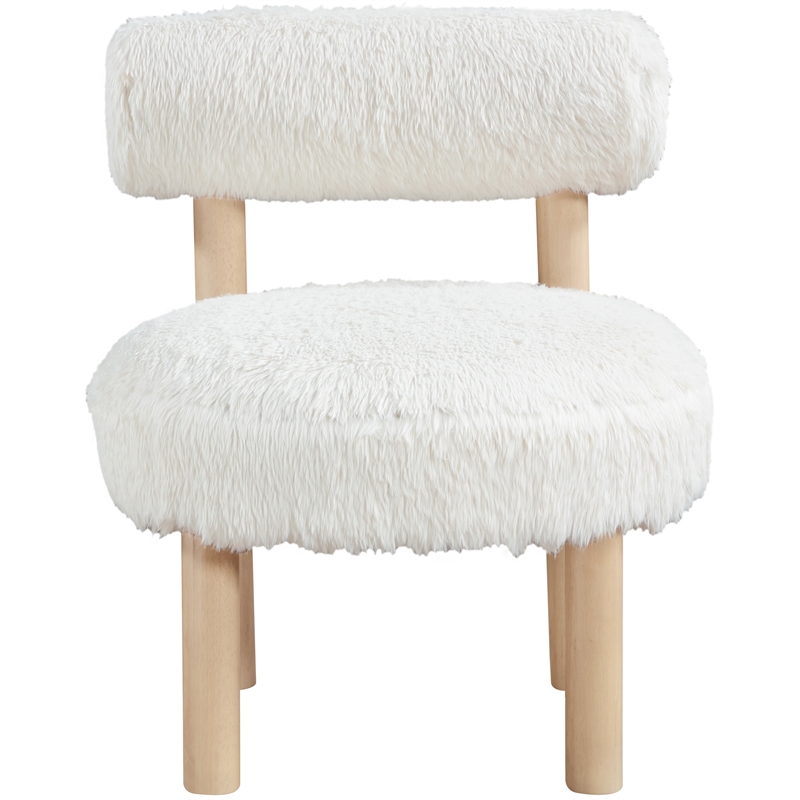 Meridian Furniture Ambre Cream Vegan Shearling Fabric Upholstered Accent Chair